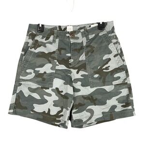 Gap‎ Shorts Womens 4 High Waist Utility Gray Camo Chino 5" Casual Trail Military